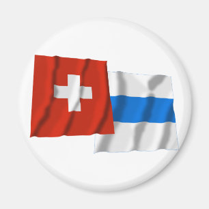 Die Schweiz u. Zug wellenartig bewegende Flaggen Magnet