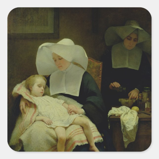 Die Schwestern der Gnade, 1859 Quadratischer Aufkleber (Vorderseite)