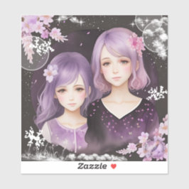 Die Schwestern Lavendel & Sakura Aufkleber