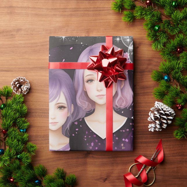 Die Schwestern Lavendel & Sakura Geschenkpapier (Feiertagsgeschenk)