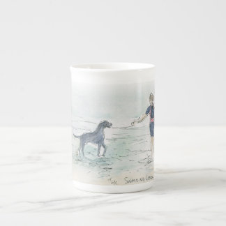 "Die Schwimmstunde" Knochen China Tasse mit feiner