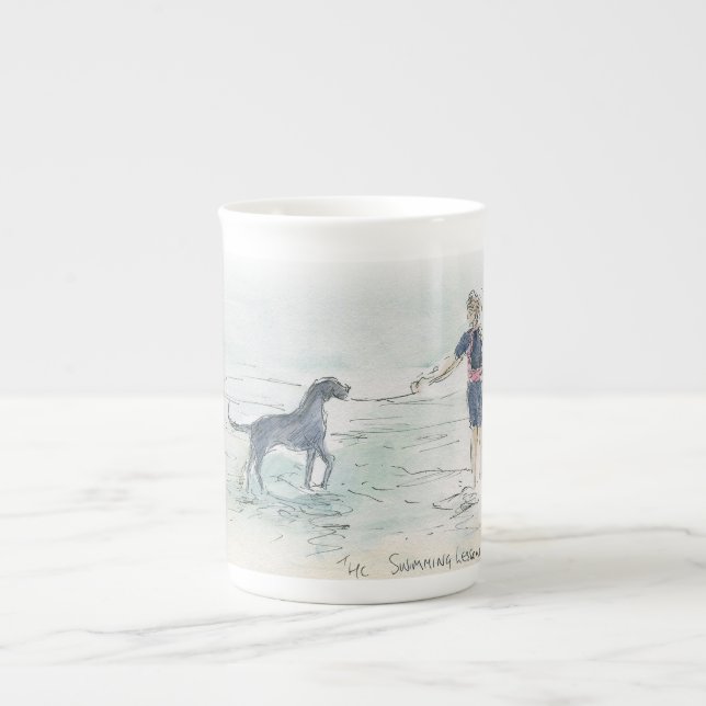 "Die Schwimmstunde" Knochen China Tasse mit feiner (Vorderseite)