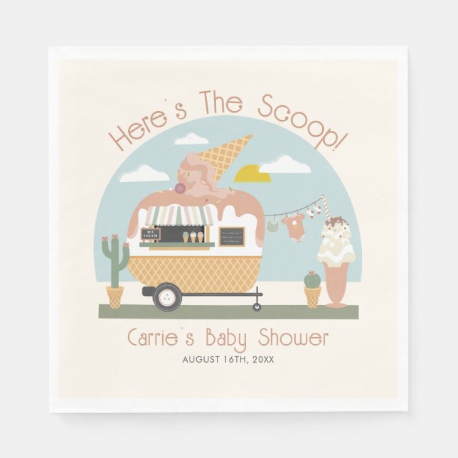 Die Scoop Ice Cream Camper Light Pink Baby Dusche Serviette (Vorderseite)
