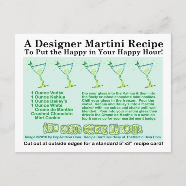 Die Scout Cookie Martini-Rezept-Karte Postkarte (Vorderseite)