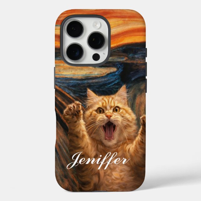 Die Scream-Katze-Parodie-Kunst iPhone 16 Pro Hülle (Rückseite)