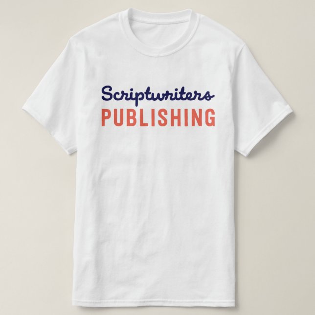 Die Scriptwriters, die blaues T-Shirt (Design vorne)