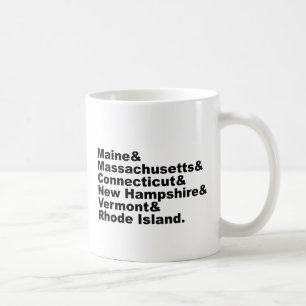 Die sechs nordöstlichen Staaten, aus denen Neuengl Kaffeetasse