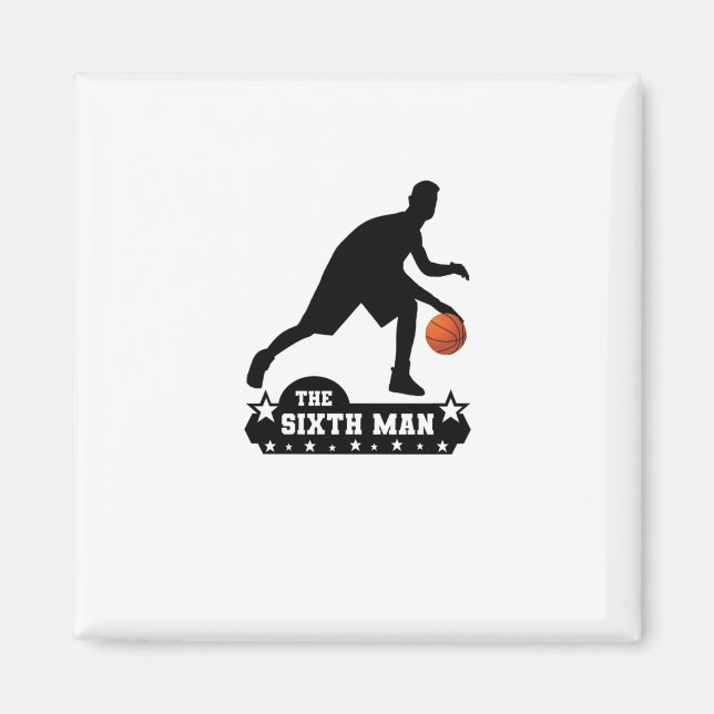 Die Sechste Mann-Basketball-Silhouette Magnet (Vorne)