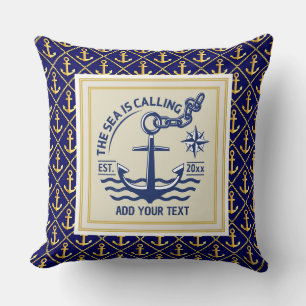 Die See ruft benutzerdefinierter Name Anker Marine Kissen