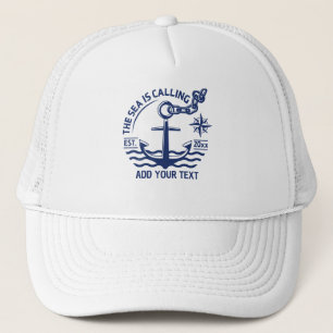 Die See ruft Custom Nautical Anker Blau Truckerkappe