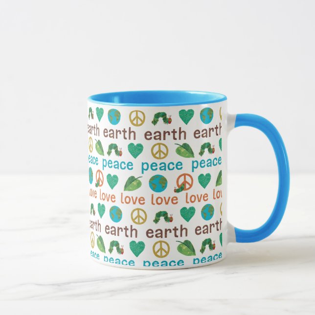 Die sehr unglückliche Raupe Frieden Liebe Erde Tasse (Rechts)