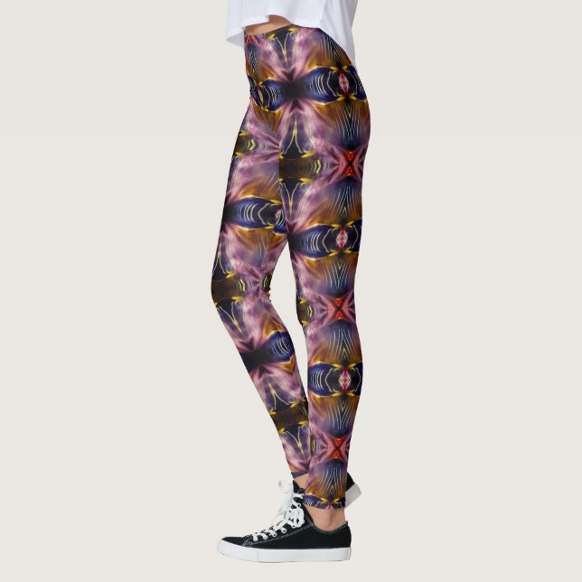 Die seidene Wiederholung in schwarz und bordeauxro Leggings (Links)
