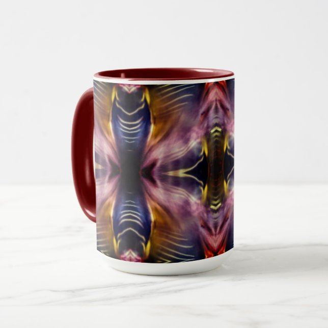 Die seidene Wiederholung in schwarz und bordeauxro Tasse (Vorderseite Links)
