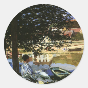 Die Seine bei Bennecourt, von Claude Monet Runder Aufkleber