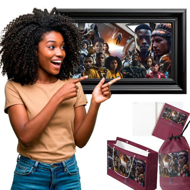 Die Sekhmet-Crew (mit Titel) Post-it Klebezettel (Get the full "Sekhmet Starship" collection at  https://bit.ly/BlackFutureZazzle)