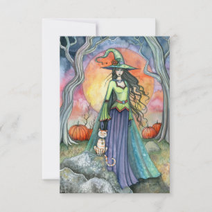 Die selbstgefällige Hexe Halloween-Postkarte Karte