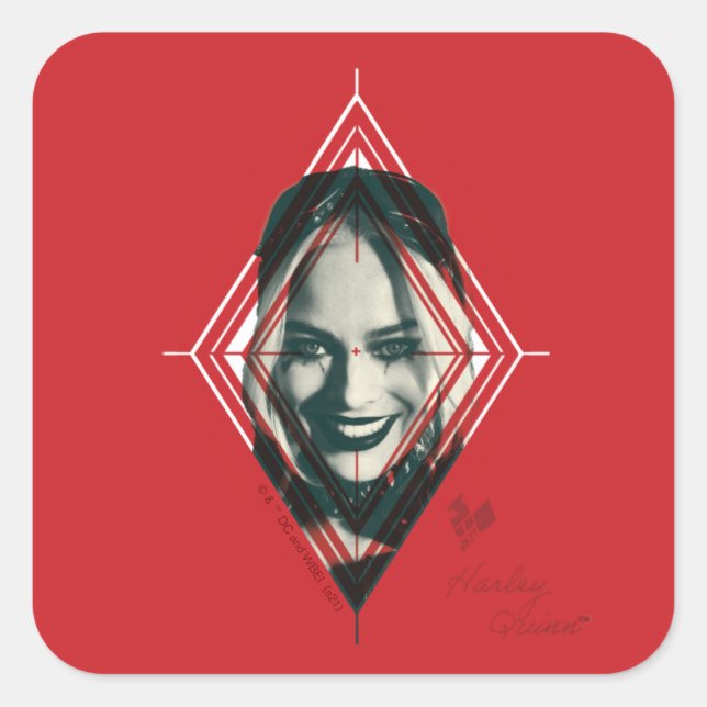 Die Selbstmordkommando | Harley Quinn Diamond Targ Quadratischer Aufkleber (Vorderseite)