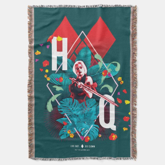 Die Selbstmordkommando | Harley Quinn Floral Diamo Decke (Vorderseite Vertikal)