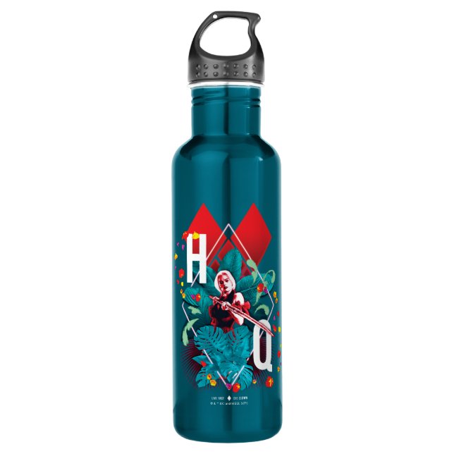 Die Selbstmordkommando | Harley Quinn Floral Diamo Edelstahlflasche (Vorderseite)