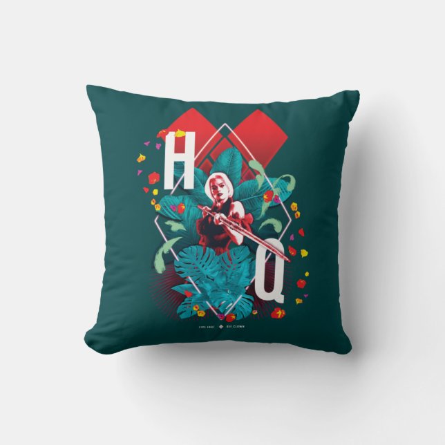 Die Selbstmordkommando | Harley Quinn Floral Diamo Kissen (Vorderseite)