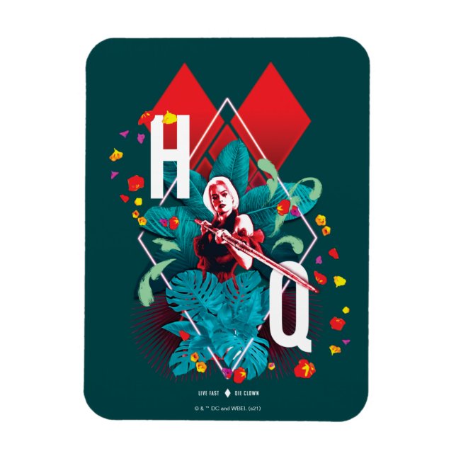 Die Selbstmordkommando | Harley Quinn Floral Diamo Magnet (Vertikal)