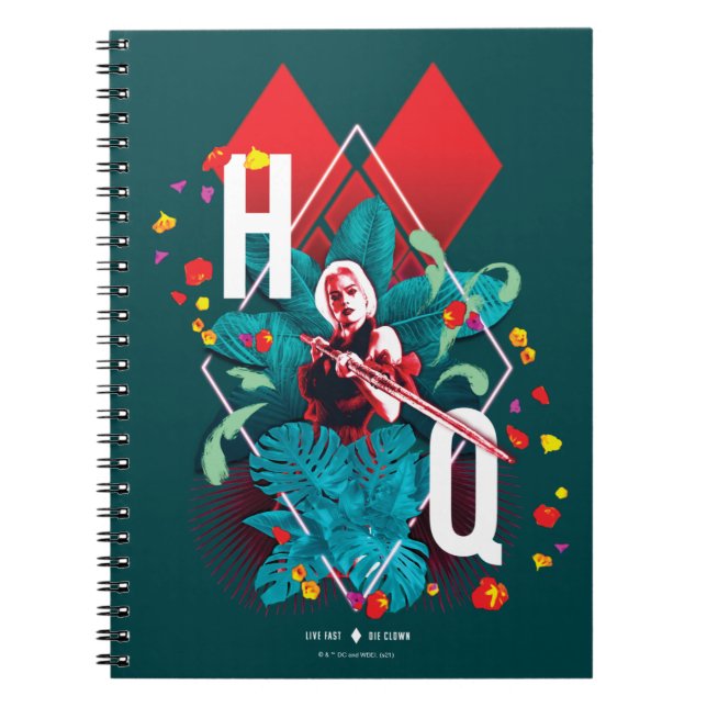 Die Selbstmordkommando | Harley Quinn Floral Diamo Notizblock (Vorderseite)