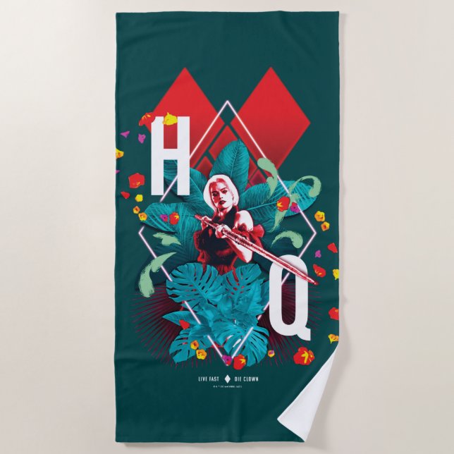Die Selbstmordkommando | Harley Quinn Floral Diamo Strandtuch (Vorderseite)