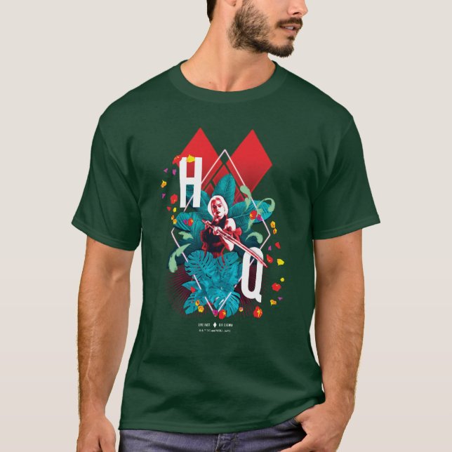 Die Selbstmordkommando | Harley Quinn Floral Diamo T-Shirt (Vorderseite)
