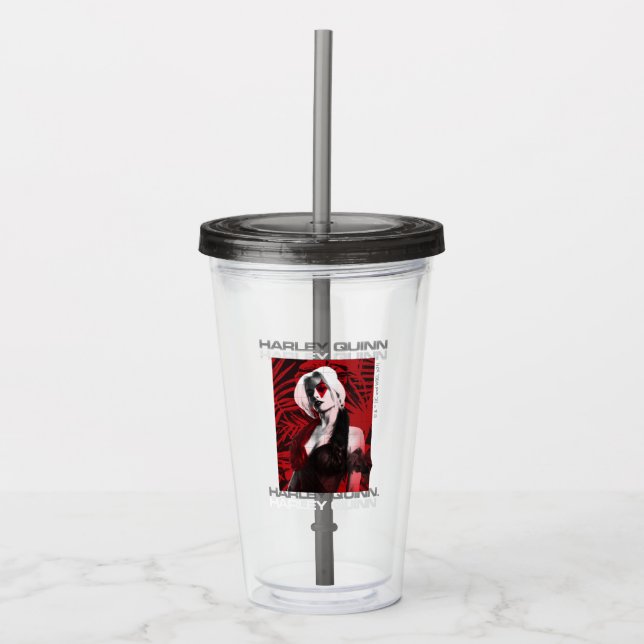 Die Selbstmordkommando | Harley Quinn Red Fern Por Acryltrinkbecher (Vorderseite)