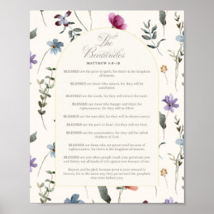 Die Seligpreisungen Matthäus 5:3–12 Florale Schrif Poster