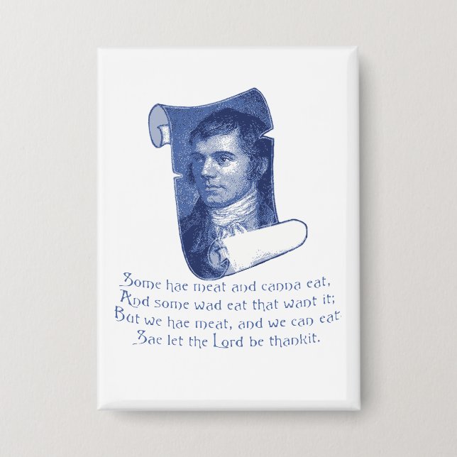 Die Selkirk-Gnade Burns Night Supper Gebet Blau Button (Vorderseite)