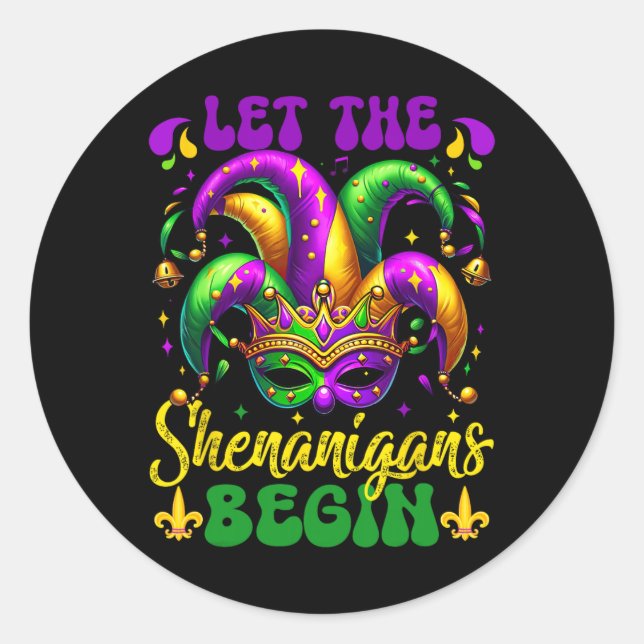 Die Shenanigans ließ Mardi Gras 5 Runder Aufkleber (Vorderseite)