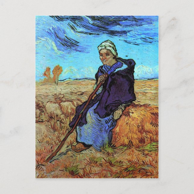 Die Shepherdess (nach Millet) Van Gogh Fine Art Postkarte (Vorderseite)