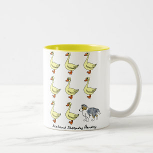 Die Shetlandinseln-Schäferhund, der Enten-Tasse i Zweifarbige Tasse