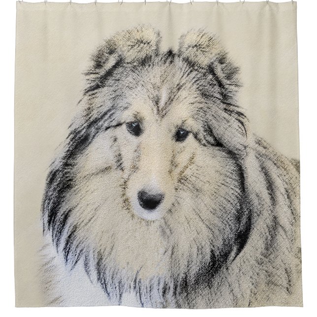 Die Shetlandinseln-Schäferhund-Malerei - niedliche Duschvorhang (Vorderseite)