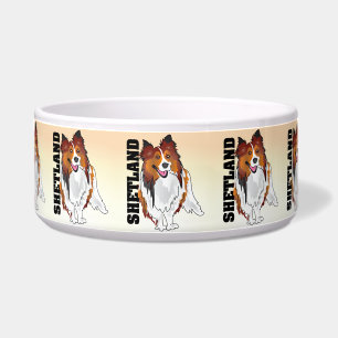 Die Shetlandinseln-Schäferhund schrotet Schüssel
