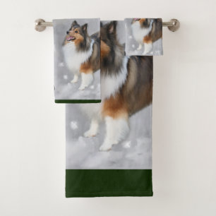 Die Shetlandinseln-Schäferhund Sheltie Weihnachte Badhandtuch Set