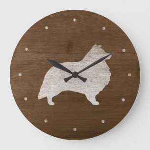 Die Shetlandinseln-Schäferhund-Silhouette Große Wanduhr
