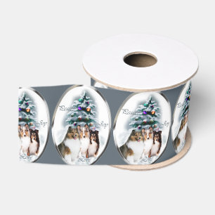 Die Shetlandinseln-Schäferhund-Weihnachten Ripsband