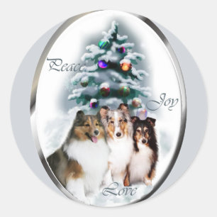 Die Shetlandinseln-Schäferhund-Weihnachtsgeschenk Runder Aufkleber