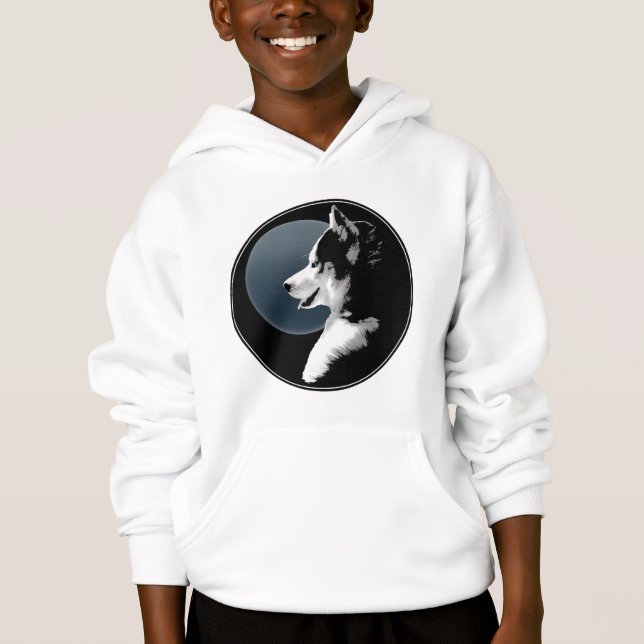 Die Shirt-Schlitten-Hundedes kindes des heiseres Hoodie (Vorderseite)