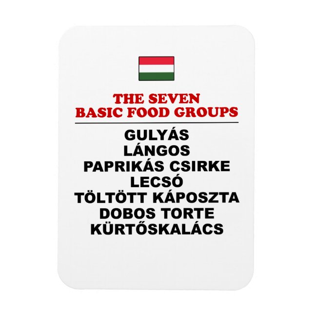 Die sieben Grundnahrungsmittelgruppen Lustige Unga Magnet (Vertikal)