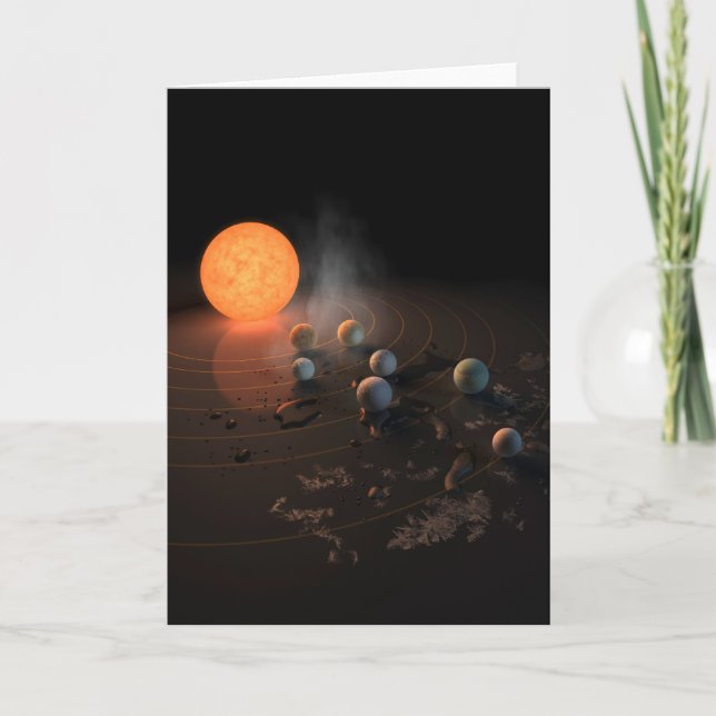 Die sieben Planeten von Trappist-1 sind im Orbit u Karte (Vorderseite)