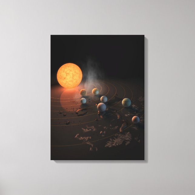 Die sieben Planeten von Trappist-1 sind im Orbit u Leinwanddruck (Vorderseite)