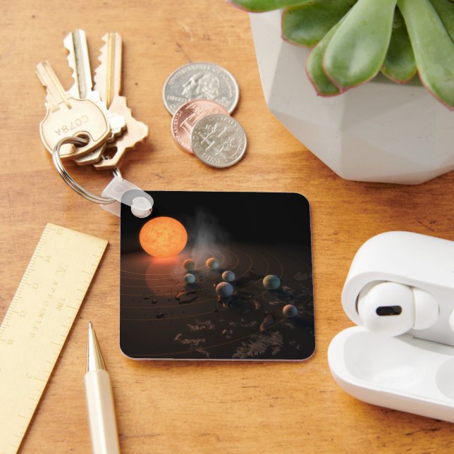 Die sieben Planeten von Trappist-1 sind im Orbit u Schlüsselanhänger (Schreibtisch)