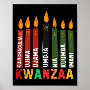 Die sieben Prinzipien von Kwanzaa Kinara Happy Kwa Poster