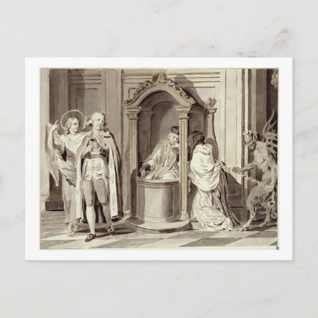 Die sieben Sakramente: Geständnis, 1779 (Stift, br Postkarte (Vorderseite)
