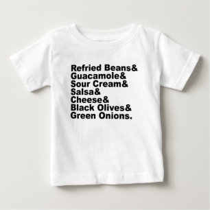 Die sieben Zutaten in einem Dip mit sieben Schicht Baby T-shirt