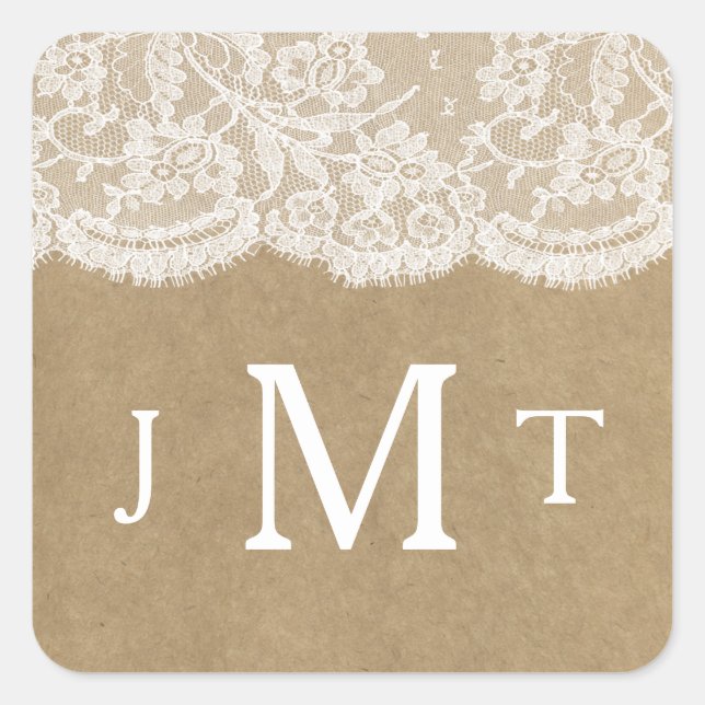 Die Siegel der Kraft & Lace Wedding Collection Quadratischer Aufkleber (Vorderseite)