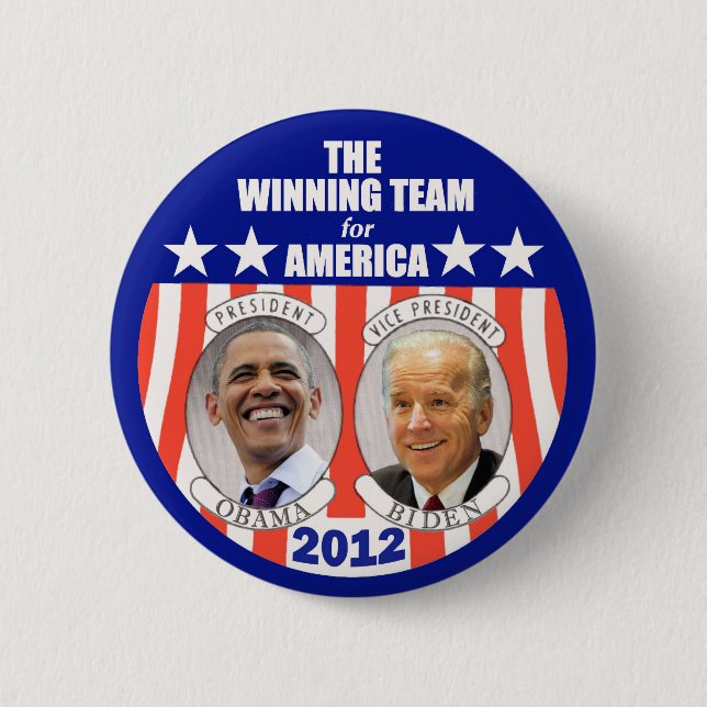 Die Siegermannschaft für Amerika: Obama u. Biden Button (Vorderseite)